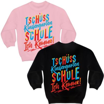 Kinder Pullover Tschüss Kindergarten SCHULE ICH KOMME Kita Schuleinführung 2019