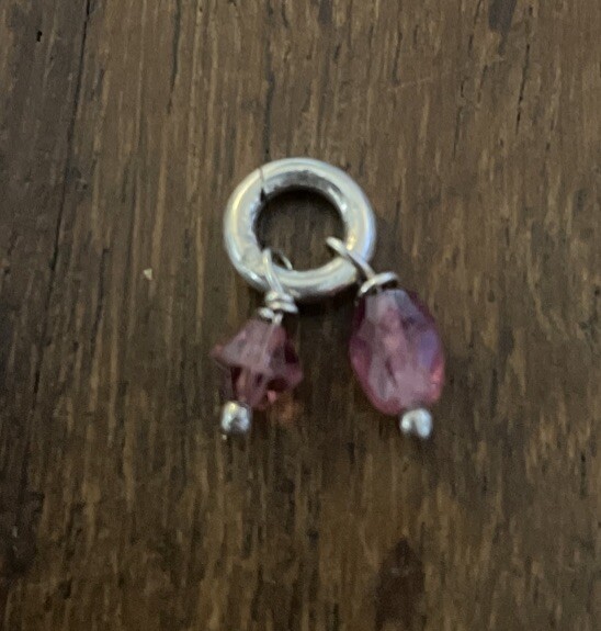 Sterling Silver Double Ruby Charm Pendant 925 - image 1