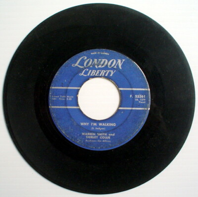 45 R.P.M. RECORD, WARREN SMITH & SHIRLEY COLLIE, WHY, BABY, WHY+ WHY I'M WALKING