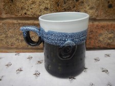 BLUE GLAZED STUDIO POTTERY MUG , BEAUTIFUL ! NEW NEVER USED