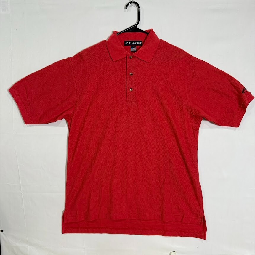 Sportsmaster Polo Shirt Mens L Red Made in USA Classic Casual Vintage
