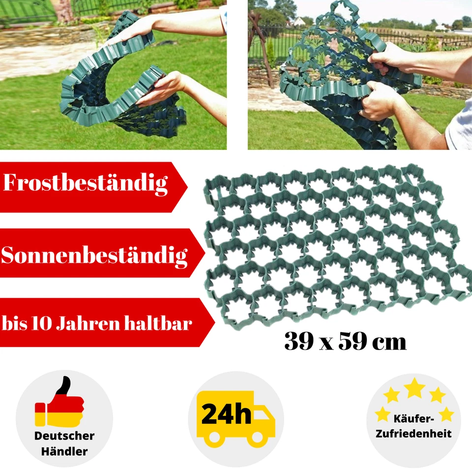 MARKENLOS Rasengitter Kunststoff Befahrbar Bodengitter Rasenschutzgitter Gitterplatten