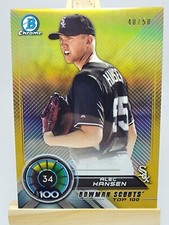 2018 Bowman Chrome Scouts Top 100 Gold Refractors #BTP34 Alec Hansen /50