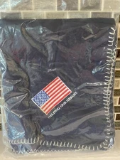 New Blue Fleece Lap Blanket 30” X 36”  Helping Our Heroes  with American Flag
