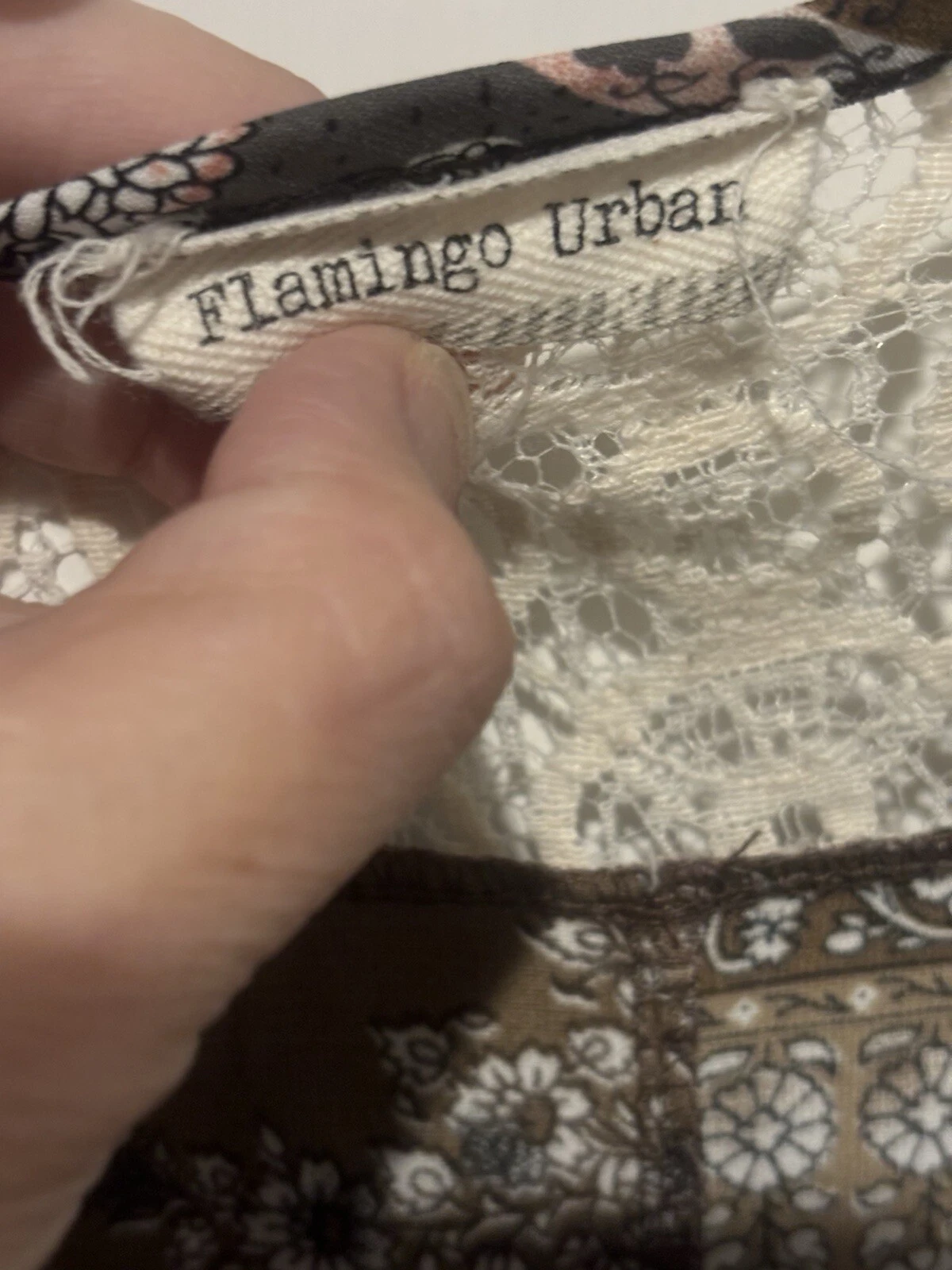 VETEMENTS Abito Flamingo Urban Boho Taglia S Pizzo a Livelli Artistico Donna Nero Marrone