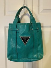 Vintage Guess Teal Green Hand Bag Silver Buckle Guess Logo Lining Y2K