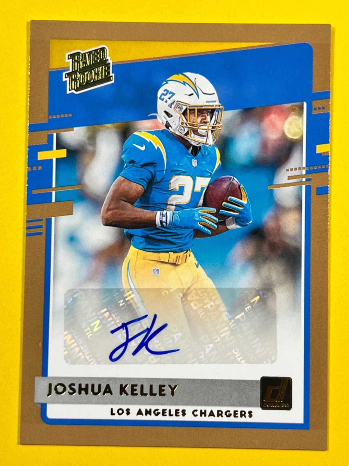2020 Panini Donruss Football - #338 Joshua Kelley (Auto) - Rated Rookie, Bronze