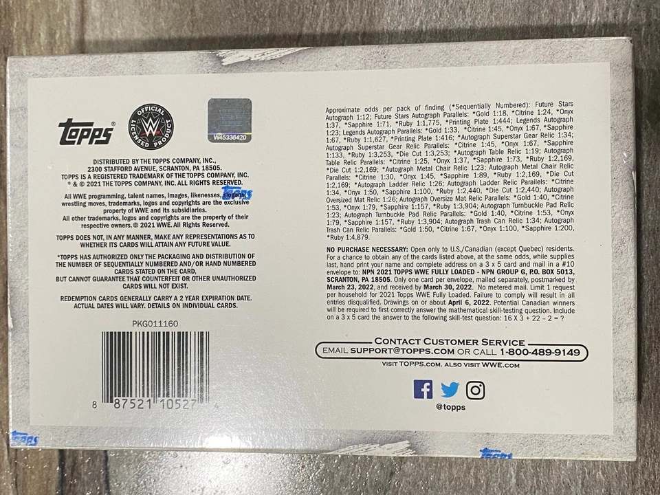 2021 TOPPS Fully Loaded WWE wrestling factory sealed hobby box pack 1 auto card - Image 2 of 3
