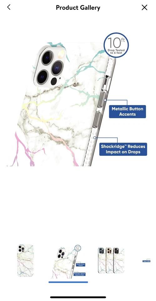 FUNDA PROTECT ONN IPHONE 12 PRO MAX MÁRMOL METÁLICO Foto 2 de 4