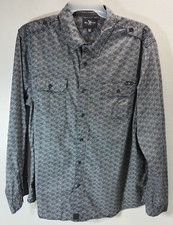 Marc Ecko Men's Size 2X Button Up Shirt Gray Long Sleeve 