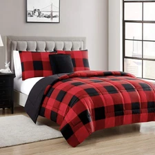 Sweet Home Collection Comforter Set 4 Piece Buffalo Check Plaid Design Soft a...