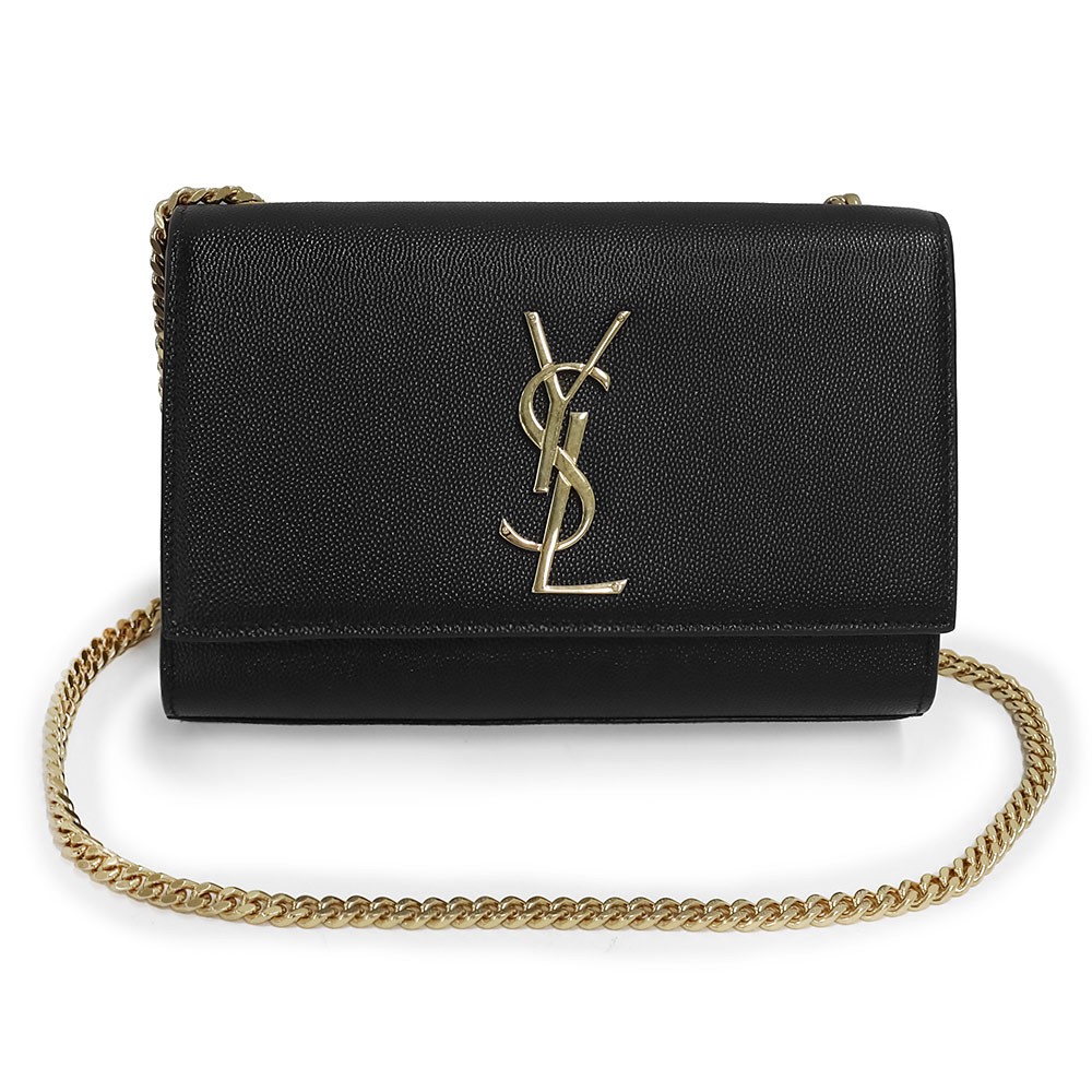 SAINT LAURENT PARIS Kate Borsa a tracolla piccola a catena in pelle Nero 469390