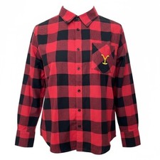 Yellowstone- Dutton Ranch Flannel Shirt Black-Red Plaid Shirt with Graphic Sm