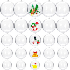 25 Set 50PCS Clear Plastic Fillable Ornaments,Transparent DIY Craft Ball,Clear D