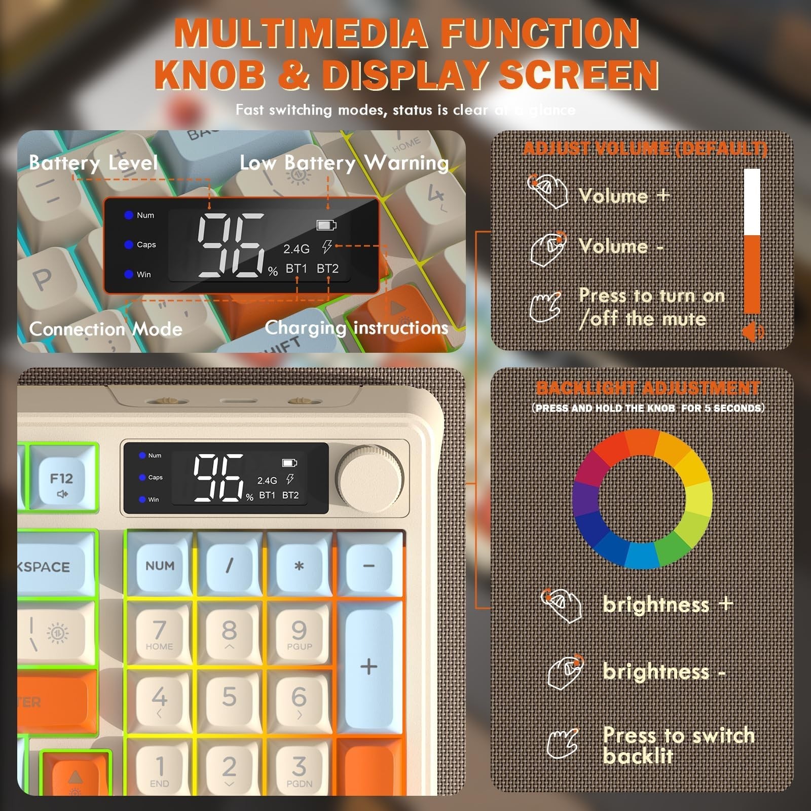 ZIYOU LANG T96 Wireless Gaming Keyboard and Mouse Combo,Dual Bluetooth/2.4G R...