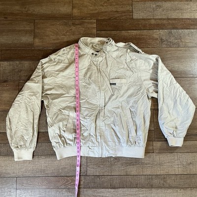 VINTAGE Members Only Beige Khaki Iconic Racer Bomber Jacket Men s Large L #26812