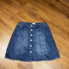 Mossimo Denim Skirt Button Front A Line Blue Mini Label 6 UK 10-12