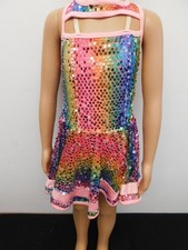 Dance Costume Curtain Call E2264 Medium Child Colorful Jazz Rainbow Sequin