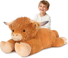 43 Inch Giant Highland Cow Stuffed Animal Lifelike Huge Cow Stuffed Animal for S