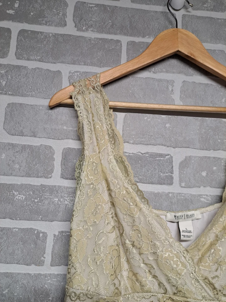 White House Black Market Y2K Floral Lace Babydoll Tank Top Womens Size Large - Image 3 of 4