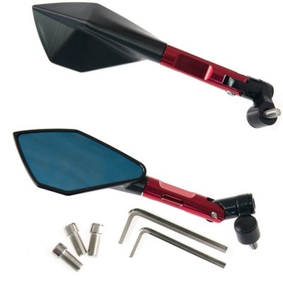 Couple metal Mirrors wide visual spectrum Rearview Red Custom Biker Motorbike