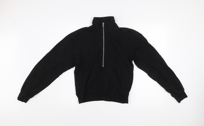 H&M Divided Damen Pullover Sweatshirt schwarz 1/2 Zip hochgeschlossen XXS