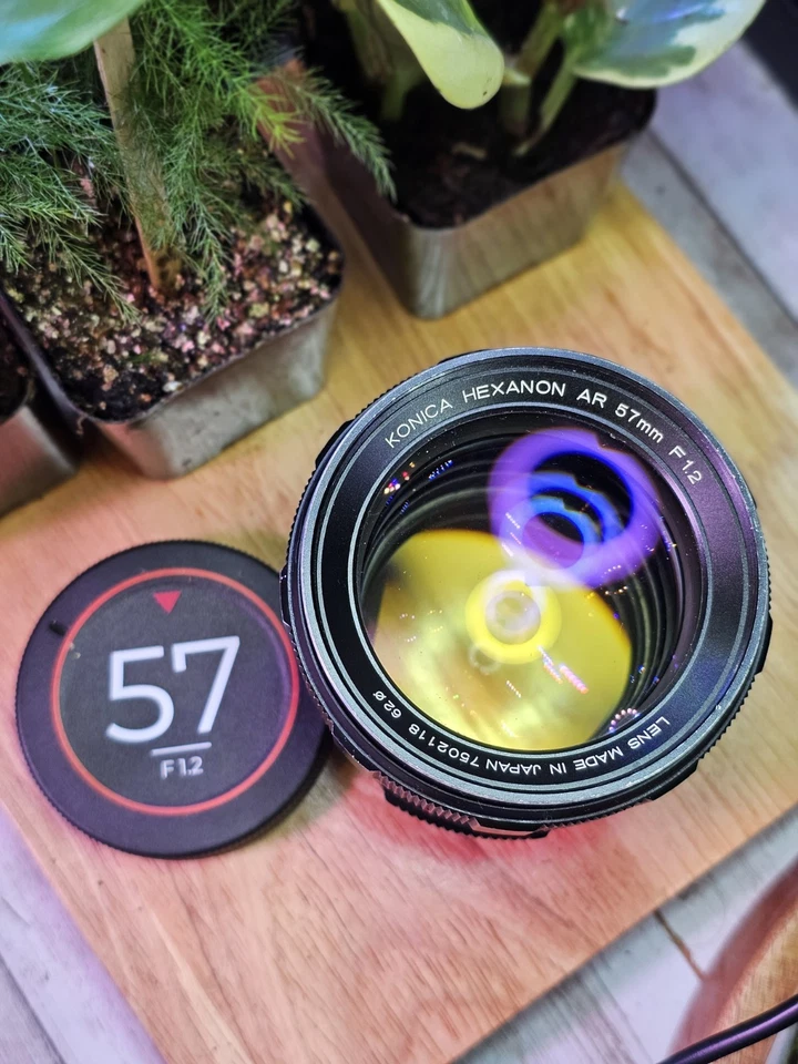 Lente de montaje rara Konica Hexanon 57 mm F1.2 AR con tapa personalizada, ¡adaptador! Foto 2 de 4