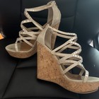 Not Rated "Bering Strait" RHINESTONE Wedge PLATFORM Cream Sandals Sparkle SZ 9.5 — photo 1
