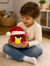 Angry Birds Red Bird Plush with Santa Hat Washable Small Christmas 2011