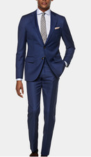 SuitSupply Lazio Mid Blue Suit 36R VBC Super 110  s Wool Suit