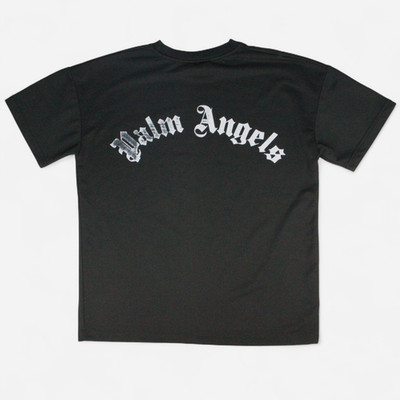 Palm Angels Oversized S T-Shirt schwarz weiß Gothic Schriftzug Grafik bestickt