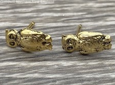 Unmarked Tests 14K Yellow Gold Small Owl Stud Earrings 1/2