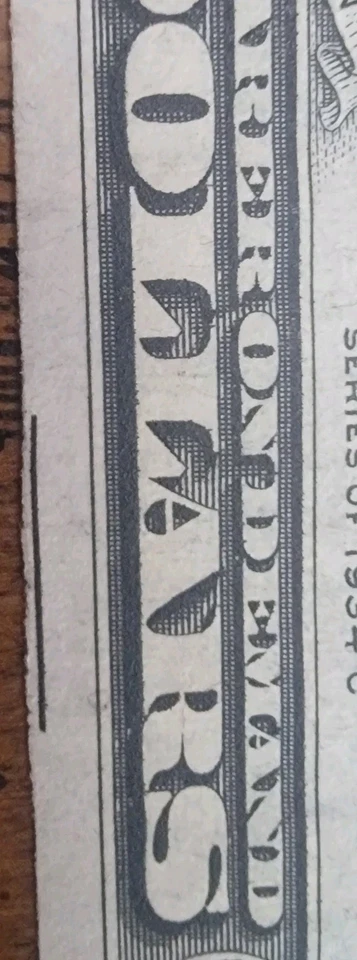 Miss Cut Error $20 Federal Reserve Note 1934C Series NY Gem Crisp Uncirculated   - Image 3 of 3