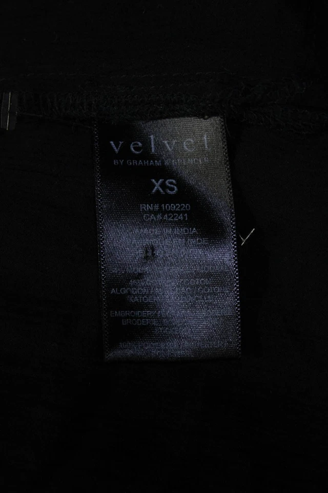 天鹅绒女式长袖 V 领长裙黑色蓝色 XS 码 — 第 4/4 张图片