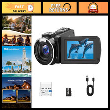 1080P Camcorder with 18X Zoom, 3" Rotatable Screen, Anti-Shake, Vlogging Camera,