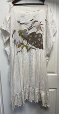 Magnolia Pearl Ivory Embroidered Peacock Tunic Dress (B11)  One Size