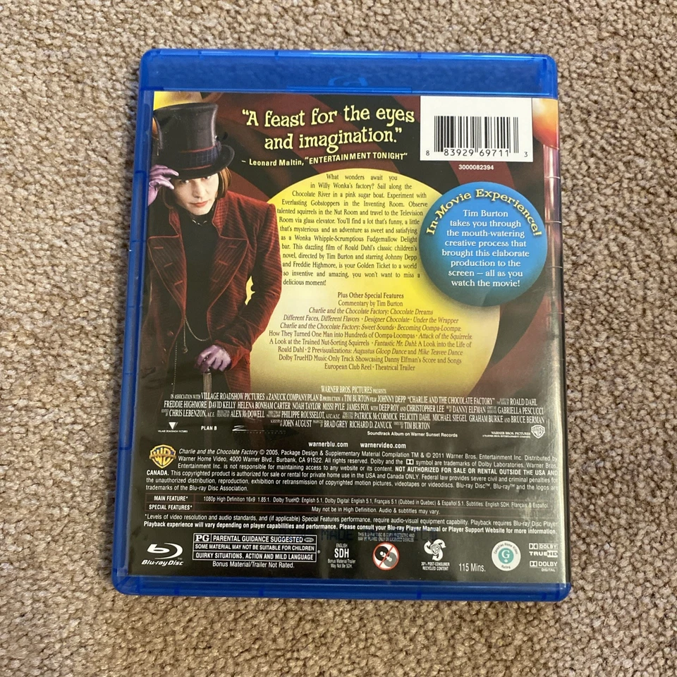 Charlie And The Chocolate Factory (Blu-Ray/DVD Combo, 2011) Протестировано и работает - Изображение 3 из 4