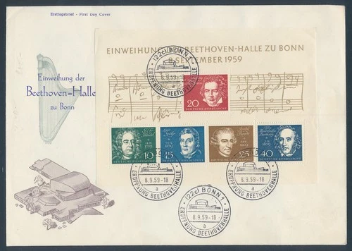 XE61919 Germany 1959 Bundespost famous composers FDC used