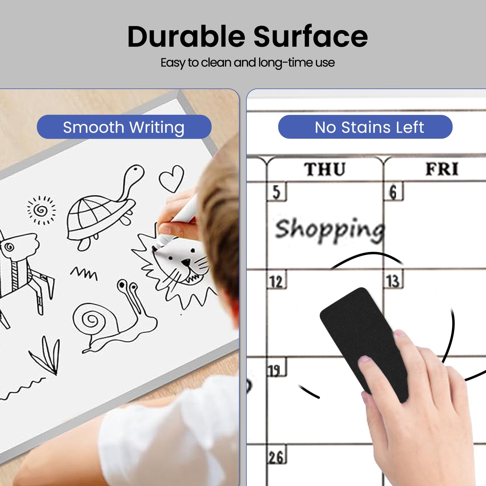 Monthly Calendar Dry Erase Board for Wall 16"x12"Double-Sided Magnetic White