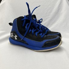 Under Armour UA Jet 2 Kids High Top Basketball Shoes 1246944-400 Black/Blue 4.5Y