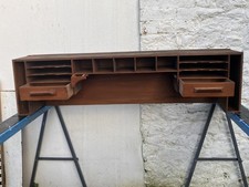 ANTIQUE EDWARDIAN HARDWOOD INTERIOR FROM ROLL-TOP DESK PIGEON-HOLES DRAWERS ETC.