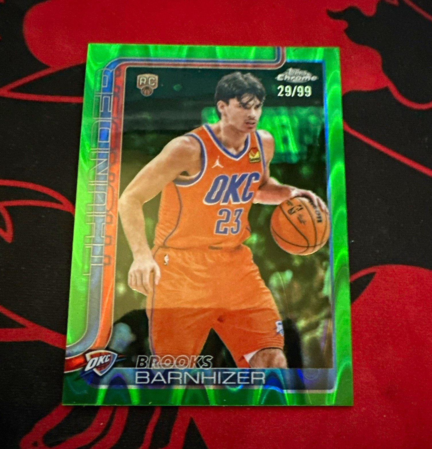 Topps Chrome 2026 Brooks Barnhizer Thunder Green Parallel RC #195 /99 (29/99)