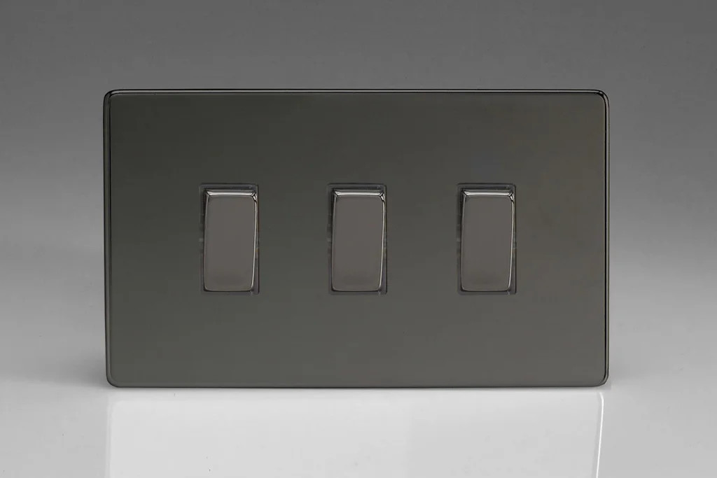 Switch Iridium Triple Light 10A 3-Gang 2-Way Screwless Varilight XDI93S