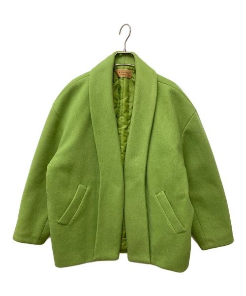 Ameri UND Flowing Collar Short Coat Green Polyest… - image 1