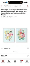 New! Rifle Paper Co. x Target 24"x30" Garden Party Framed Canvas Wall Art Set