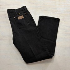 VTG Wrangler Jeans Cowboy Cut 36x34 Made in USA Faded Black Denim Mens