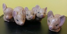 Vintage Piglets Figurines 2 Piece Decorative Collectible Ceramic Pigs