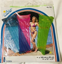 New Vintage 2000 The Wet Set Inflatable Pool Air Mat Float 72" x 27" Green Intex