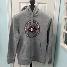 NWT Hurley Men's Size Small Gray Burgundy Fleece Hoodie Hooded Pullover