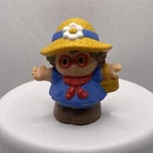 2003 vintage Fisher Price Little People MAGGIE blue dress, straw hat, glasses